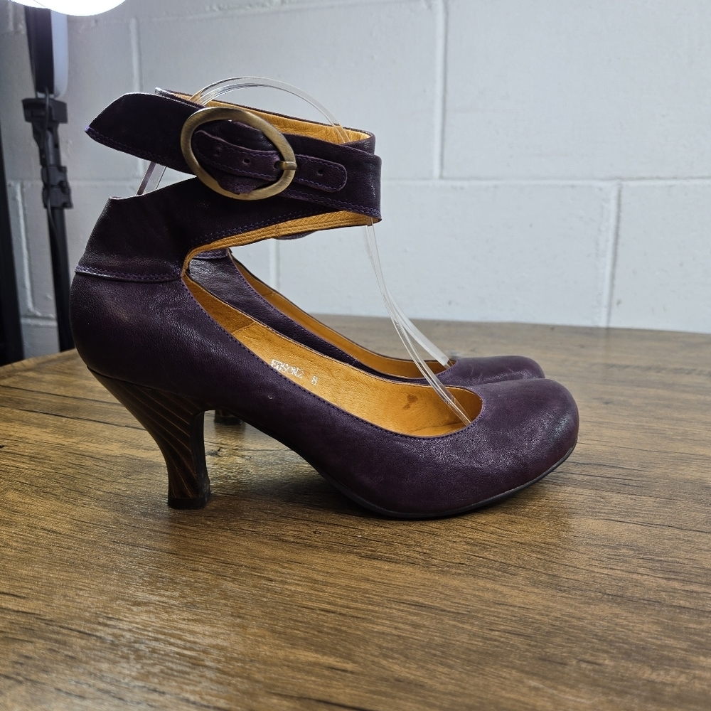 Vtg Jeffrey Campbell Edson 2 Purple Leather Ankle Strap Pumps Heels - Picture 11 of 14
